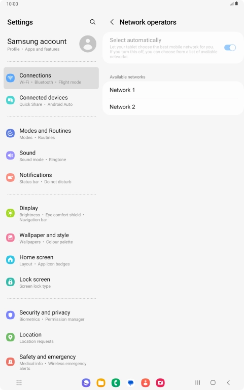 Press the required network. Press the required network.