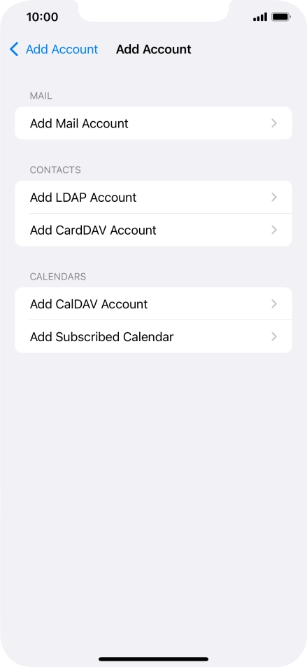 Press Add Mail Account. Press Add Mail Account.