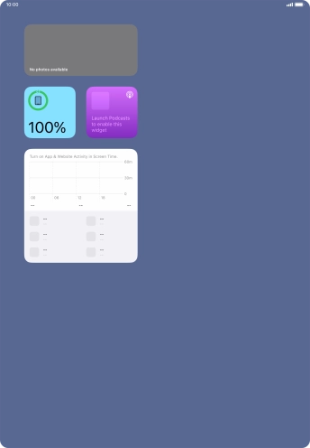 Slide your finger up or down on the screen to see more widgets. Slide your finger up or down on the screen to see more widgets.