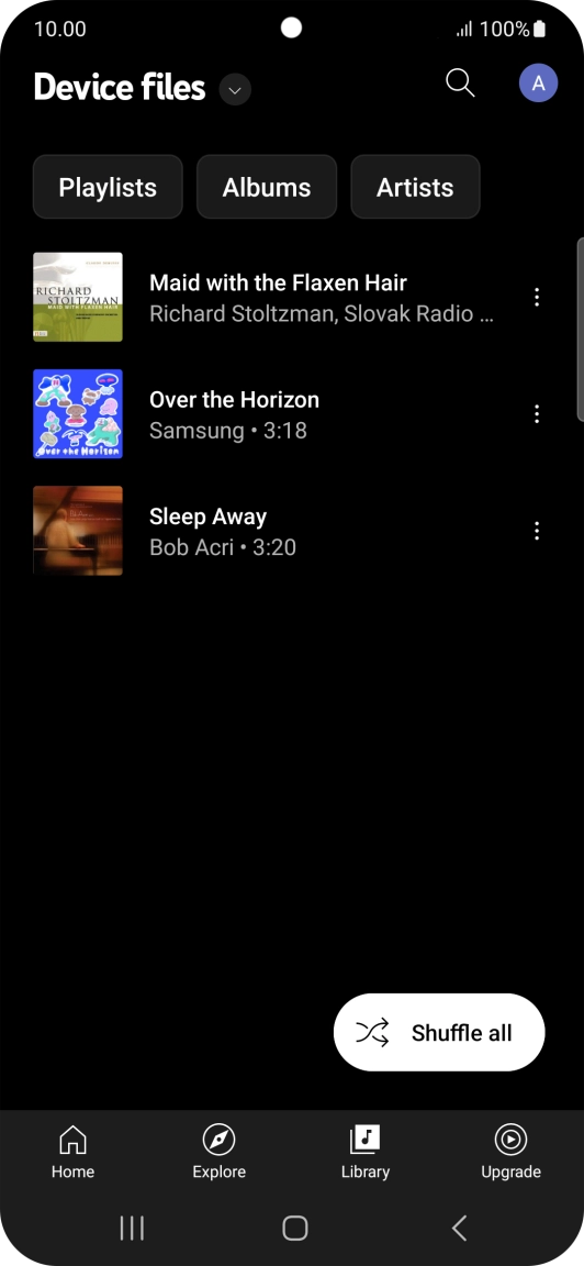 Press the required audio file. Press the required audio file.