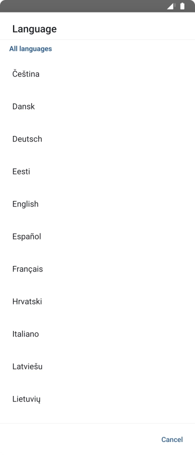 Press the required language. Press the required language.