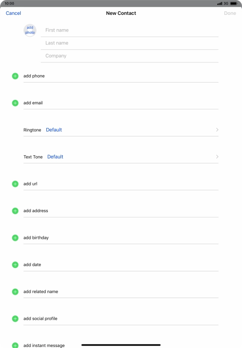 Press First name and key in the first name. Press First name and key in the first name.