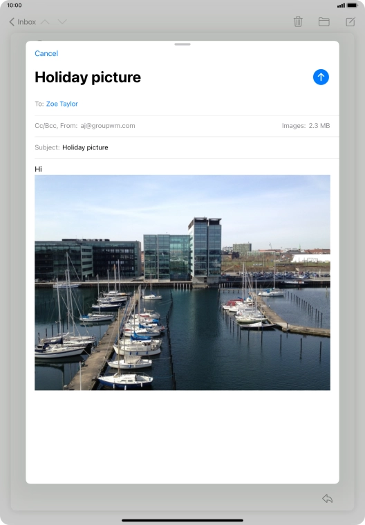 Press the send icon when you've finished your email. Press the send icon when you've finished your email.