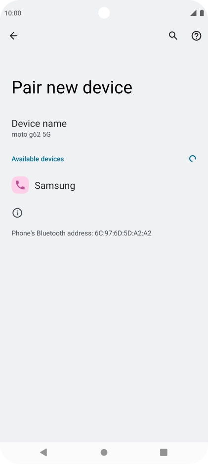 Press the required Bluetooth device and follow the instructions on the screen to pair the device with your phone. Press the required Bluetooth device and follow the instructions on the screen to pair the device with your phone.
