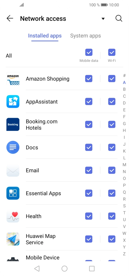 Press the field next to the application name in the Press the field next to the application name in the