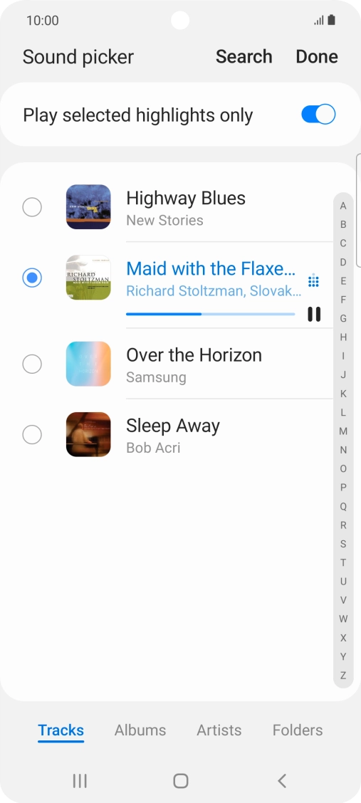 Once you've found a ring tone you like, press Done. Once you've found a ring tone you like, press Done.