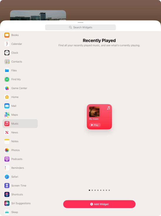 Slide your finger right or left on the screen to select the required widget size. Slide your finger right or left on the screen to select the required widget size.