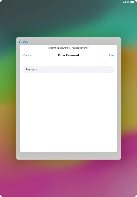 Key in the password for the Wi-Fi network and press Join. Key in the password for the Wi-Fi network and press Join.