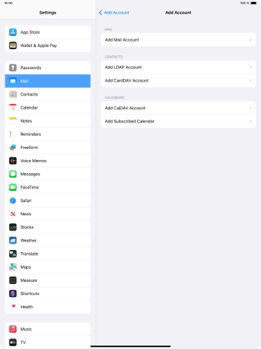 Press Add Mail Account. Press Add Mail Account.