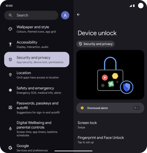 Press Fingerprint and Face Unlock. Press Fingerprint and Face Unlock.