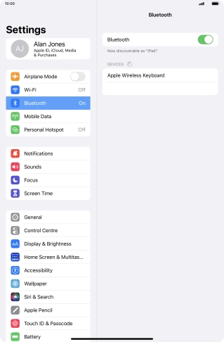 Press the required Bluetooth device and follow the instructions on the screen to pair the device with your tablet. Press the required Bluetooth device and follow the instructions on the screen to pair the device with your tablet.