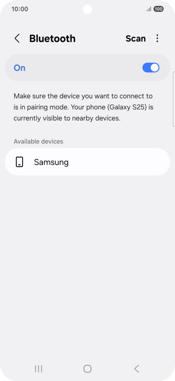 Press the required Bluetooth device and follow the instructions on the screen to pair the device with your phone. Press the required Bluetooth device and follow the instructions on the screen to pair the device with your phone.