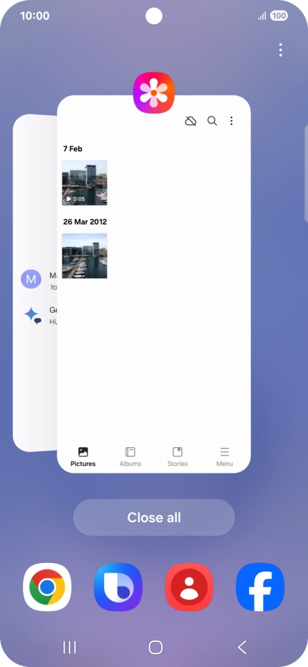 To end one running application, slide your finger upwards on the required application. To end one running application, slide your finger upwards on the required application.