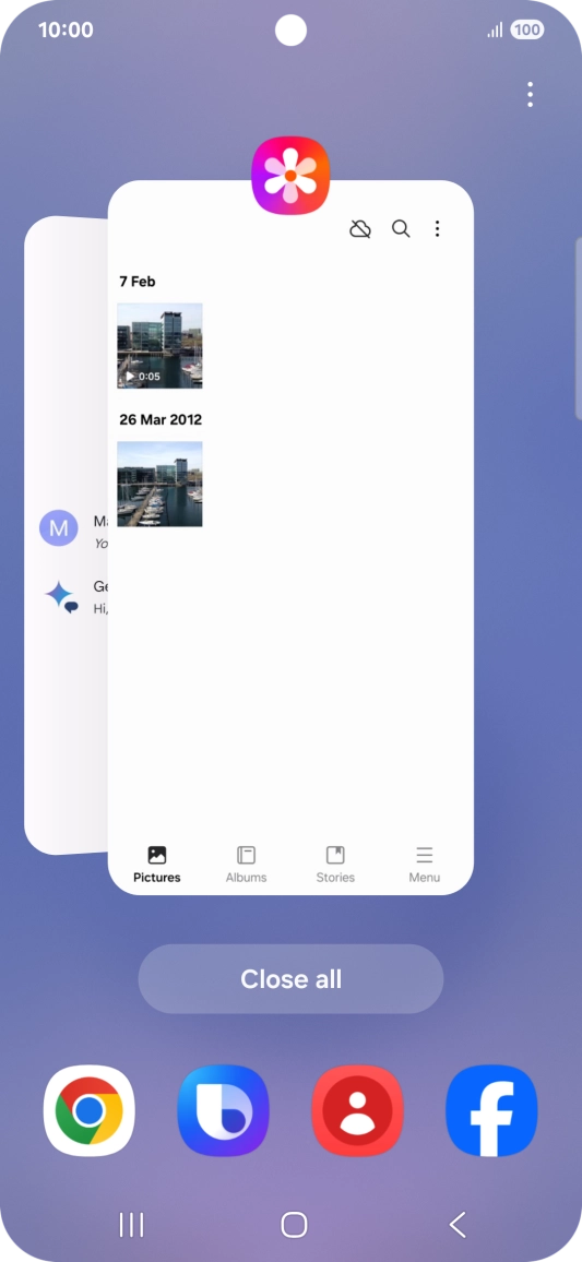 To end one running application, slide your finger upwards on the required application. To end one running application, slide your finger upwards on the required application.
