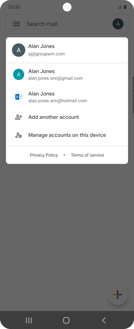 Press the required email account. Press the required email account.