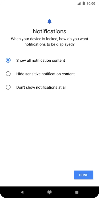 Press the required setting. Press the required setting.