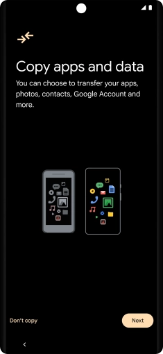 You can transfer the contents of another phone to your phone when it's activated for the first time and after a factory reset. When this screen is displayed, your phone is ready to transfer contents from another phone. You can transfer the contents of another phone to your phone when it's activated for the first time and after a factory reset. When this screen is displayed, your phone is ready to transfer contents from another phone.