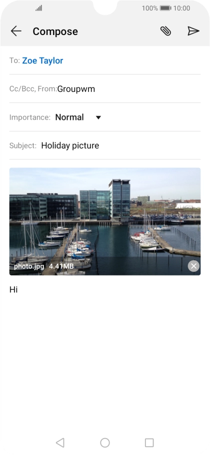 Press the send icon when you've finished your email. Press the send icon when you've finished your email.