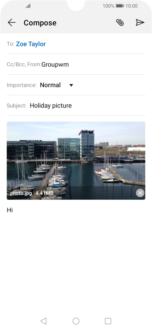 Press the send icon when you've finished your email. Press the send icon when you've finished your email.