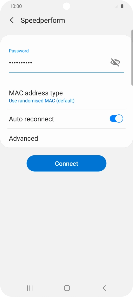 Key in the password for the Wi-Fi network and press Connect. Key in the password for the Wi-Fi network and press Connect.