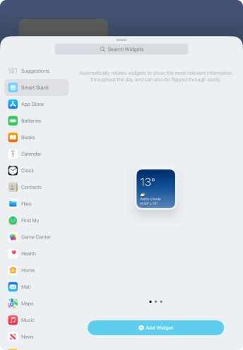 Slide your finger right or left on the screen to select the required widget size. Slide your finger right or left on the screen to select the required widget size.