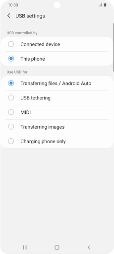 Press Transferring files / Android Auto. Press Transferring files / Android Auto.