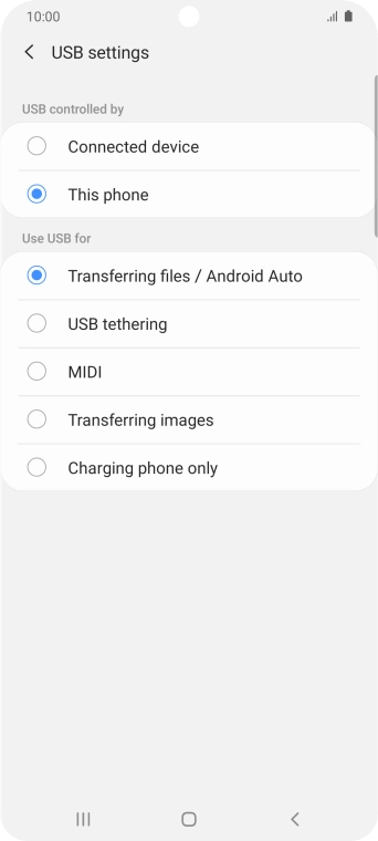 Press Transferring files / Android Auto. Press Transferring files / Android Auto.