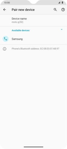 Press the required Bluetooth device and follow the instructions on the screen to pair the device with your phone. Press the required Bluetooth device and follow the instructions on the screen to pair the device with your phone.