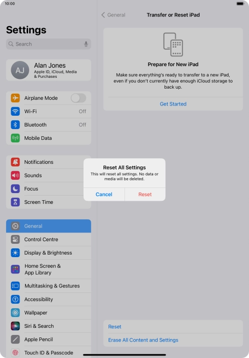 Press Reset. Press Reset.
