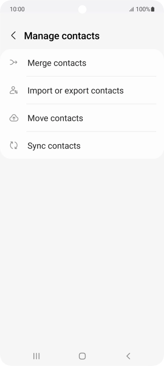 Press Import or export contacts. Press Import or export contacts.