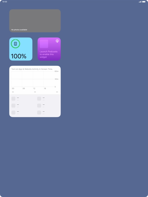 Slide your finger up or down on the screen to see more widgets. Slide your finger up or down on the screen to see more widgets.
