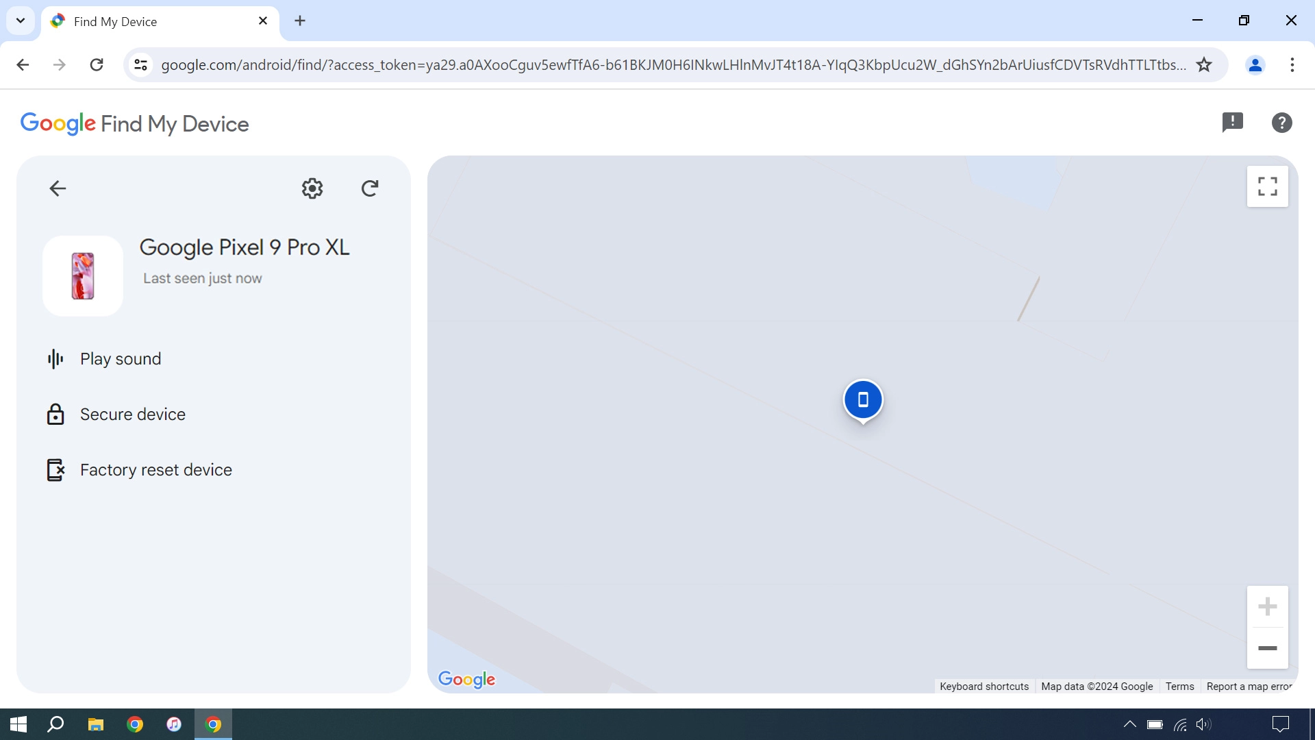 Your phone's latest position is displayed on the map. Your phone's latest position is displayed on the map.