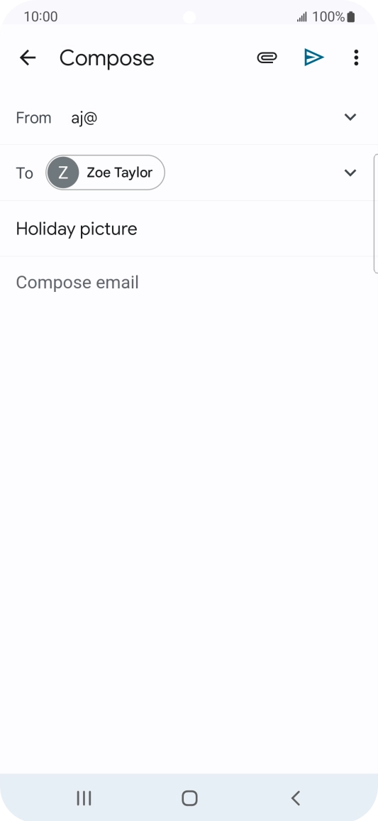 Press the text input field and write the text for your email. Press the text input field and write the text for your email.