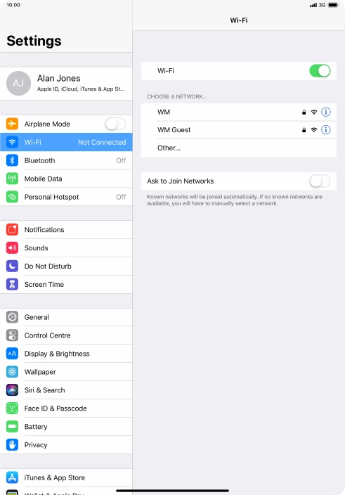 Press the required Wi-Fi network and key in the password for the Wi-Fi network. Press the required Wi-Fi network and key in the password for the Wi-Fi network.