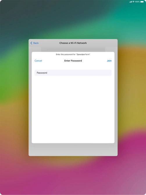 Key in the password for the Wi-Fi network and press Join. Key in the password for the Wi-Fi network and press Join.