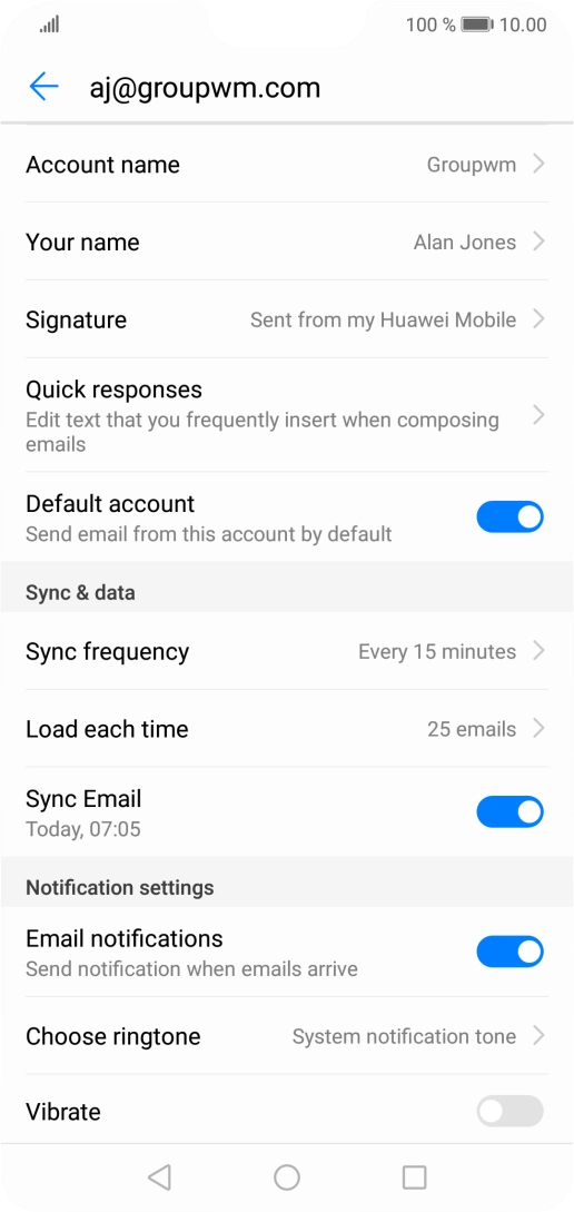 Press Account name and key in the required name. Press Account name and key in the required name.