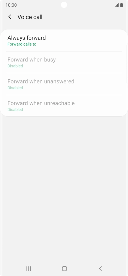 Press the required divert type. Press the required divert type.