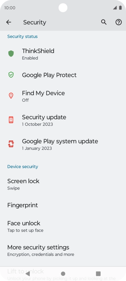 Press More security settings. Press More security settings.