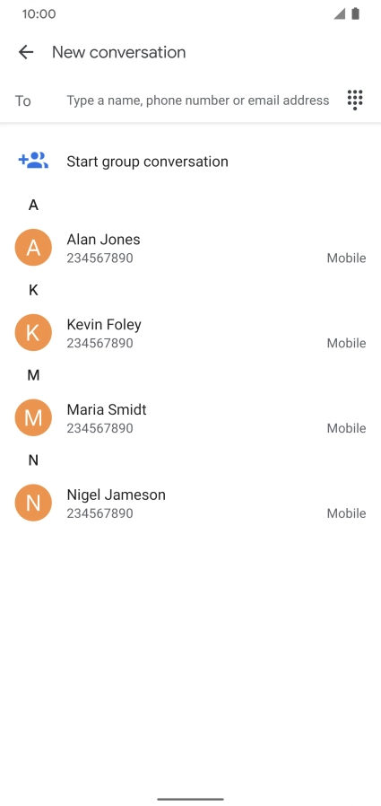 Press To and key in the first letters of the recipient's name. Press To and key in the first letters of the recipient's name.