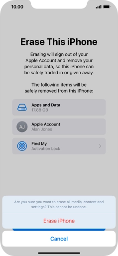 Press Erase iPhone. Press Erase iPhone.