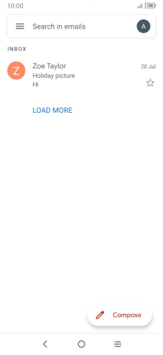 Press the email account icon. Press the email account icon.