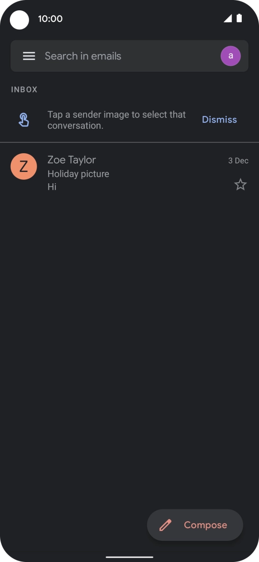 Press the email account icon. Press the email account icon.