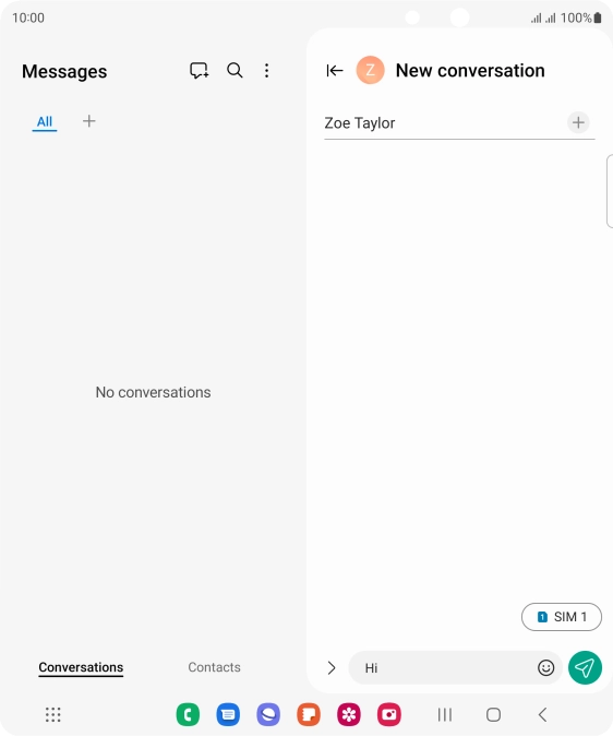 Press the send icon when you've finished your SMS. Press the send icon when you've finished your SMS.