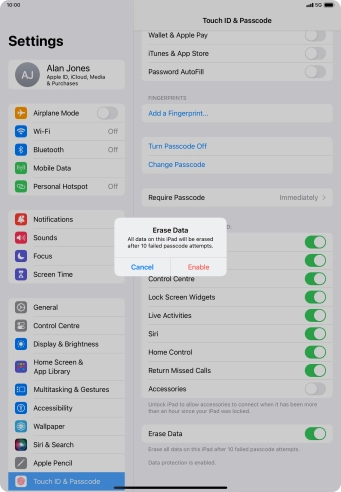If you turn on the function, press Enable. If you turn on the function, press Enable.