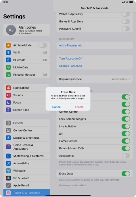 If you turn on the function, press Enable. If you turn on the function, press Enable.