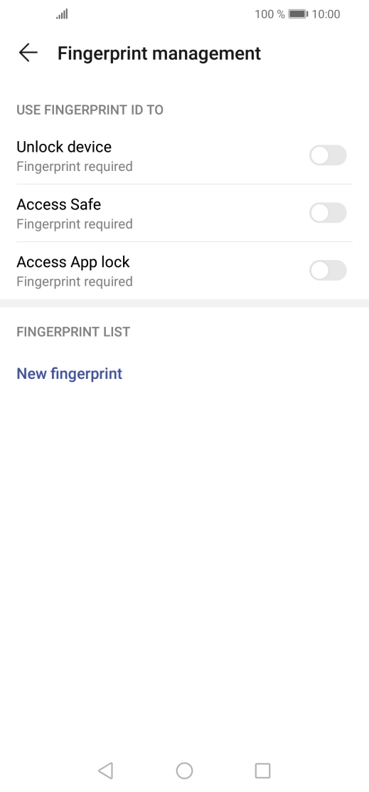Press New fingerprint. Press New fingerprint.