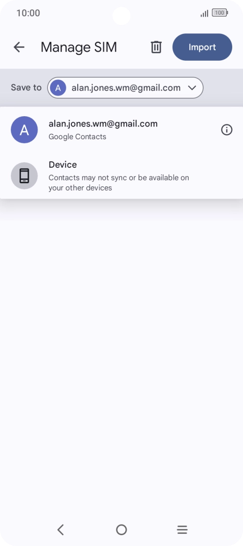 Press the required Google account. Press the required Google account.