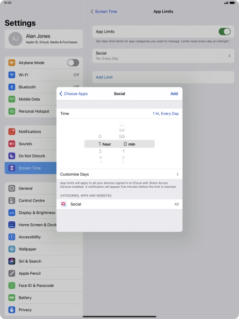 Press Customise Days. Press Customise Days.