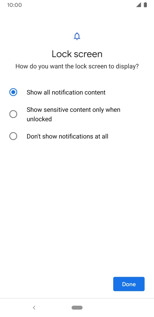 Press the required setting. Press the required setting.