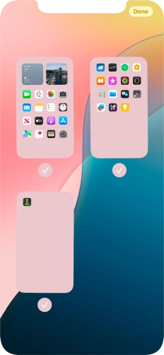 Press the field below the required home screen page to turn page view on or off. Press the field below the required home screen page to turn page view on or off.
